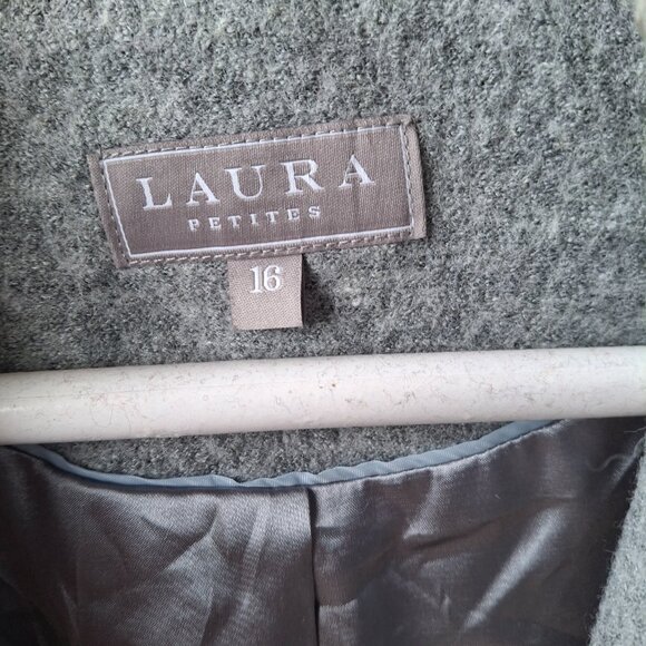 Laura Petites Grey Zip-Front Stand Collar Blazer - Women's Size 16 - Chic & Vers - Picture 3 of 3